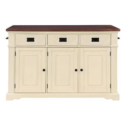 Palisade White Kitchen Island with Drawers and Cabinets