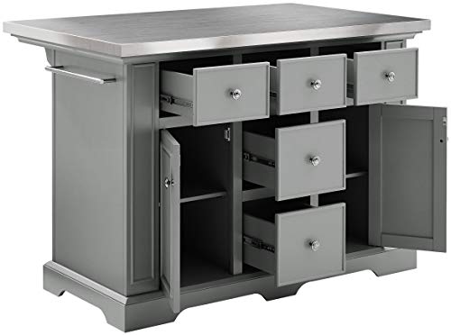Crosley Furniture Julia Kitchen Island with Stainless Steel Top, Gray