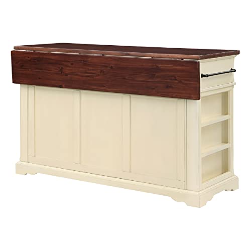 Palisade White Kitchen Island with Drawers and Cabinets