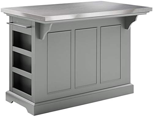 Crosley Furniture Julia Kitchen Island with Stainless Steel Top, Gray