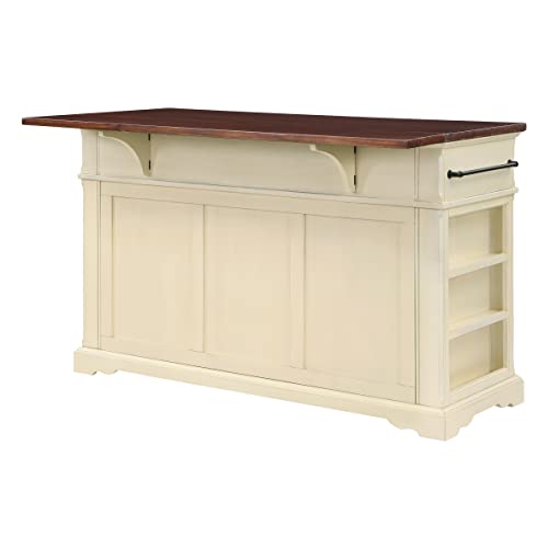 Palisade White Kitchen Island with Drawers and Cabinets
