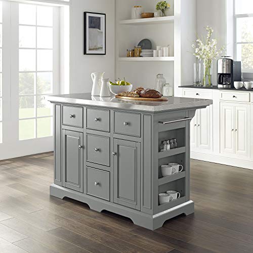 Crosley Furniture Julia Kitchen Island with Stainless Steel Top, Gray