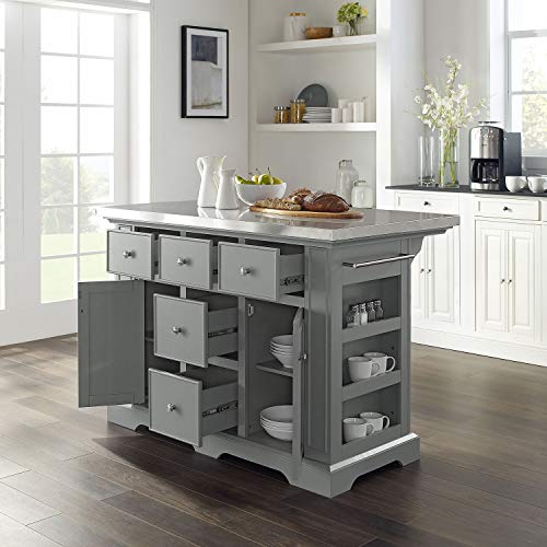 Crosley Furniture Julia Kitchen Island with Stainless Steel Top, Gray