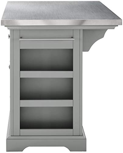 Crosley Furniture Julia Kitchen Island with Stainless Steel Top, Gray