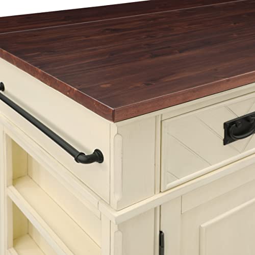 Palisade White Kitchen Island with Drawers and Cabinets