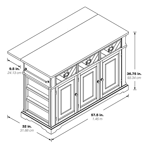 Palisade White Kitchen Island with Drawers and Cabinets