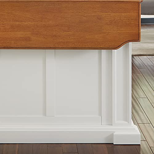 Homestyles Americana Kitchen Island with Wood Top and Drop Leaf Breakfast Bar, Storage with Drawers and Adjustable Shelves, 50 Inch Width, 49.75 inches, Off White