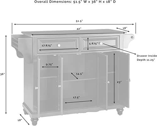 Crosley Furniture Full Size Kitchen Island with Solid Black Granite Top