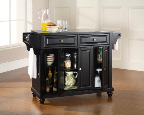 Crosley Furniture Full Size Kitchen Island with Solid Black Granite Top