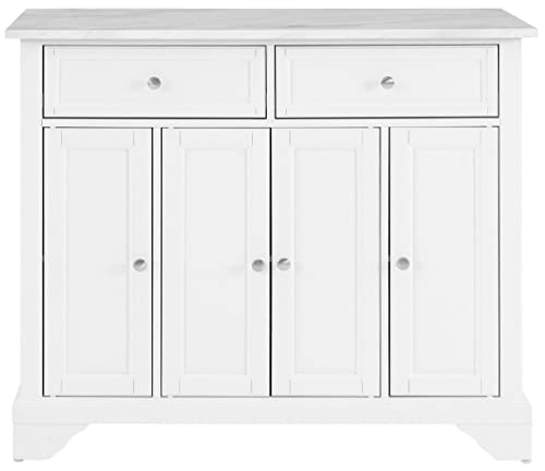 Crosley Furniture Avery Kitchen Island with Faux Marble Top, Distressed White