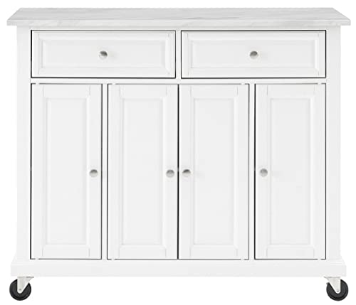 Crosley Furniture Avery Kitchen Island with Faux Marble Top, Distressed White