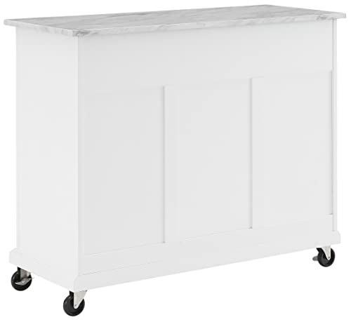 Crosley Furniture Avery Kitchen Island with Faux Marble Top, Distressed White