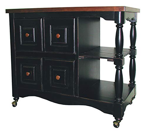 Sunset Trading Black Cherry Selections Kitchen Cart, Four Drawers, Antique