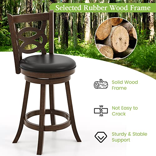 ERGOMASTER Dark Brown 2PCS Swivel Counter Height Barstool 29 Inch Seat Height Bar Chair Bar Stool （Set of 2）