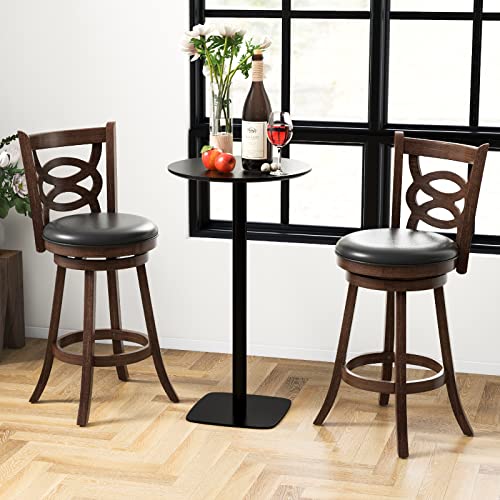 ERGOMASTER Dark Brown 2PCS Swivel Counter Height Barstool 29 Inch Seat Height Bar Chair Bar Stool （Set of 2）
