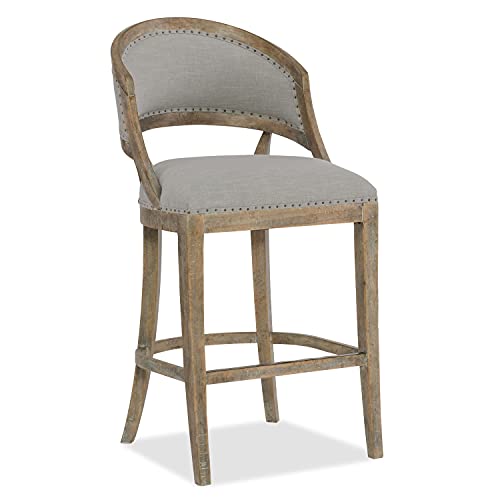 Hooker Furniture Boheme Garnier Barrel Back Bar Stool in Soft Gray