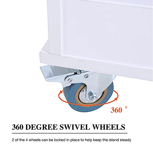 PHI VILLA Kitchen Island Cart on Wheels - Portable Kitchen Island with Drop Leaf, Rolling Kitchen Island with Storage