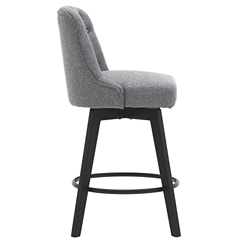 MINCETA Counter Stool,26" 360 Free Swivel Upholstered Bar Stool with Back-Set of 2-Performance Fabric in Gray