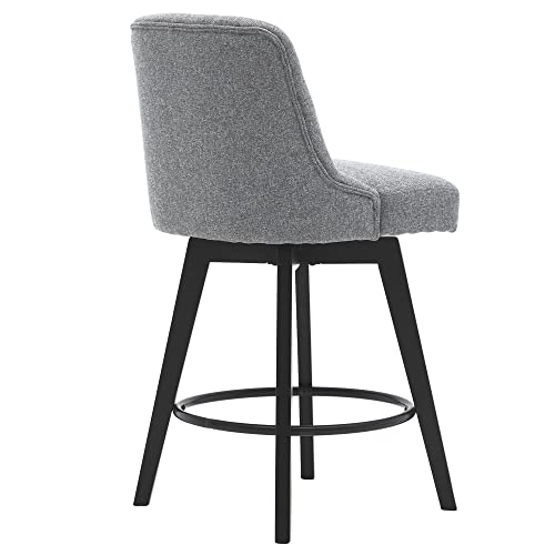 MINCETA Counter Stool,26" 360 Free Swivel Upholstered Bar Stool with Back-Set of 2-Performance Fabric in Gray