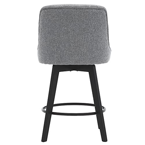 MINCETA Counter Stool,26" 360 Free Swivel Upholstered Bar Stool with Back-Set of 2-Performance Fabric in Gray