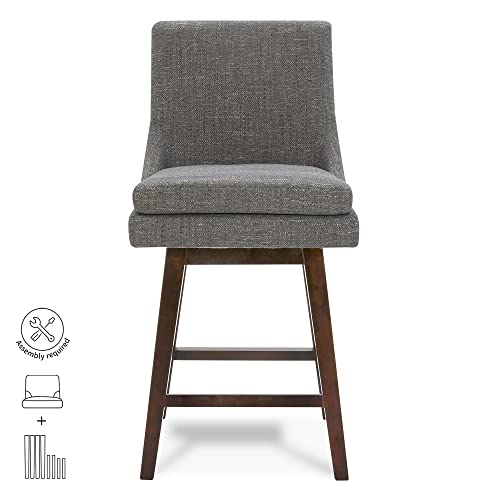 CHITA Counter Height Swivel Barstool with Back Set of 2, Upholstered Fabric Bar Stool, 26.8" H Seat Height, Fabric in Fog