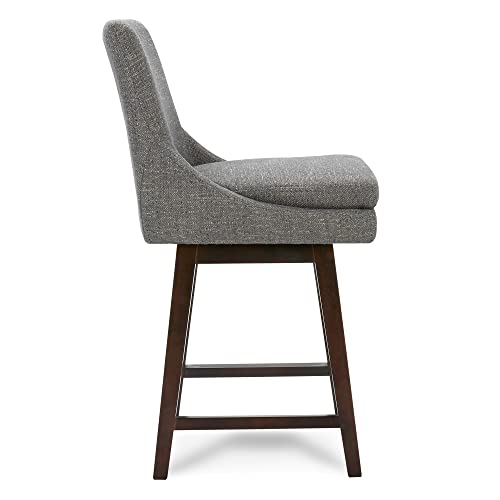 CHITA Counter Height Swivel Barstool with Back Set of 2, Upholstered Fabric Bar Stool, 26.8" H Seat Height, Fabric in Fog