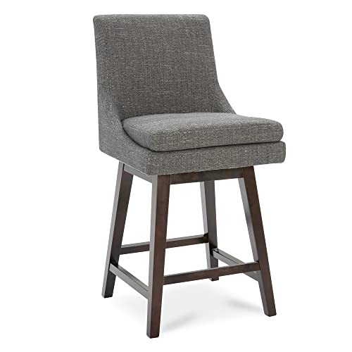 CHITA Counter Height Swivel Barstool with Back Set of 2, Upholstered Fabric Bar Stool, 26.8" H Seat Height, Fabric in Fog