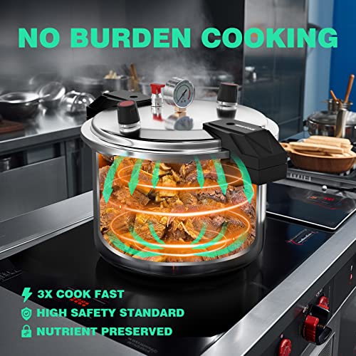 Wantjoin Pressure Cooker, Commercial pressure cooker with gauge, 16 Quart (16QT)
