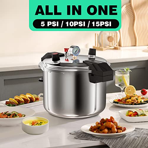 Wantjoin Pressure Cooker, Commercial pressure cooker with gauge, 16 Quart (16QT)
