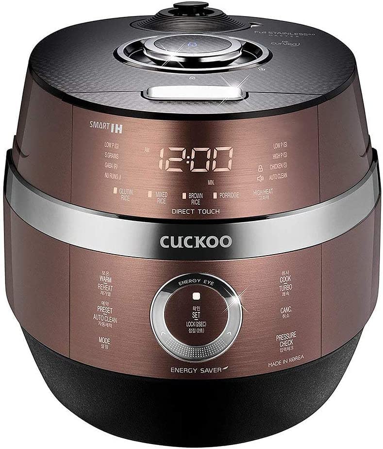 CUCKOO CRP-JHR1009F | 10-Cup (Uncooked) Induction Heating Pressure Rice Cooker | 19 Menu Options, Auto-Clean, Voice Guide, Made in Korea | Copper
