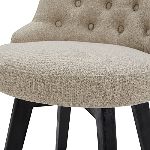 Watson & Whitely Modern Swivel Bar Stools, Performance Fabric Upholstered Counter Height Bar Stool with Back, Solid Wood Legs, 26" H Seat, Set of 2, Tan