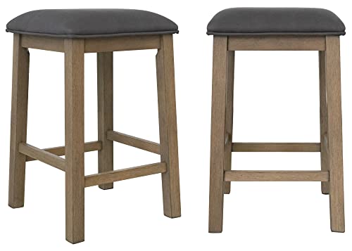 Sunset Trading Saunders 3PC Sofa Console Bar Table & Stool Charging Station | Storage Drawers Glass Wine Rack USB Power Strip | Padded Counter Height Chairs Pub Dining Set, Desert Brown