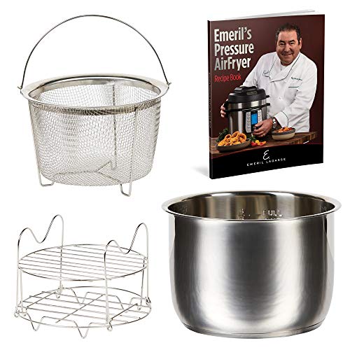 Emeril Everyday 8 QT with Accessories Pressure Air Fryer, 5 Pc Pack, Silver