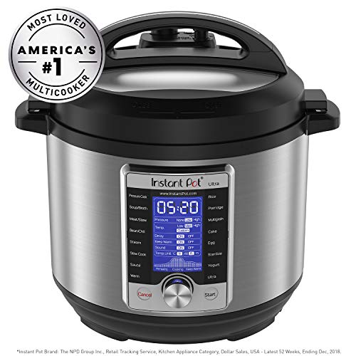 Instant Pot Ultra, 10-in-1 Pressure Cooker, Slow Rice Cooker, Yogurt /Cake Maker, Egg Cooker, Sauté, and more, Includes Free App with over 1900 Recipes. Stainless Steel, 6 Quart