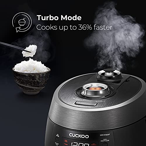 CUCKOO CRP-RT0609FB | 6-Cup (Uncooked) Twin Pressure Rice Cooker & Warmer | 12 Menu Options: High/Non-Pressure Steam & More, Made in Korea | Black