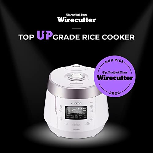 Cuckoo CRP-P1009SW 10 Cup Electric Heating Pressure Cooker & Warmer – 12 Built-in Programs, Glutinous (White), Mixed, Brown, GABA Rice, [1.8 liters]