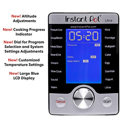 Instant Pot Ultra, 10-in-1 Pressure Cooker, Slow Rice Cooker, Yogurt /Cake Maker, Egg Cooker, Sauté, and more, Includes Free App with over 1900 Recipes. Stainless Steel, 6 Quart