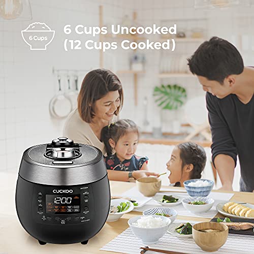 CUCKOO CRP-RT0609FB | 6-Cup (Uncooked) Twin Pressure Rice Cooker & Warmer | 12 Menu Options: High/Non-Pressure Steam & More, Made in Korea | Black