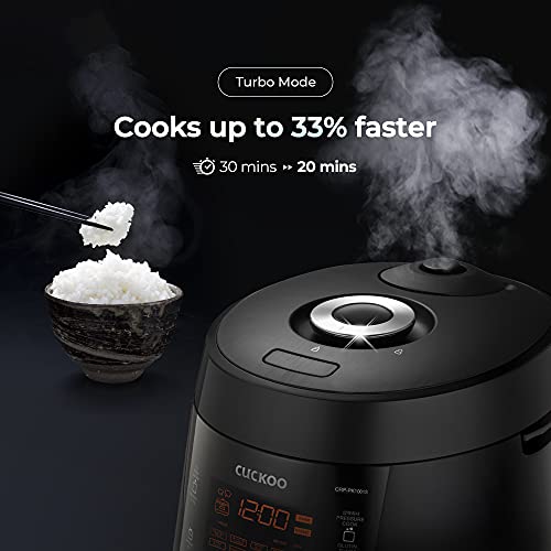 CUCKOO CRP-PK1001S | 10-Cup (Uncooked) Pressure Rice Cooker | 12 Menu Options: Quinoa, Scorched Rice, GABA/Brown Rice, Multi-Grain & More, Made in Korea | Black