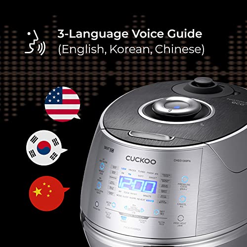 CUCKOO CRP-CHSS1009FN Induction Heating Pressure Rice Cooker, 10 cups, Metallic