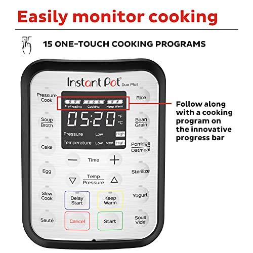 Instant Pot Duo Plus 9-in-1 Electric Pressure Cooker, Slow Cooker, Rice Cooker, Steamer, Sauté, Yogurt Maker, Warmer & Sterilizer, Includes Free App with over 1900 Recipes, Stainless Steel, 8 Quart