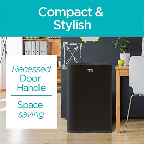 BLACK+DECKER BCRK43B Compact Refrigerator Energy Star Single Door Mini Fridge with Freezer, 4.3 Cubic Ft., Black