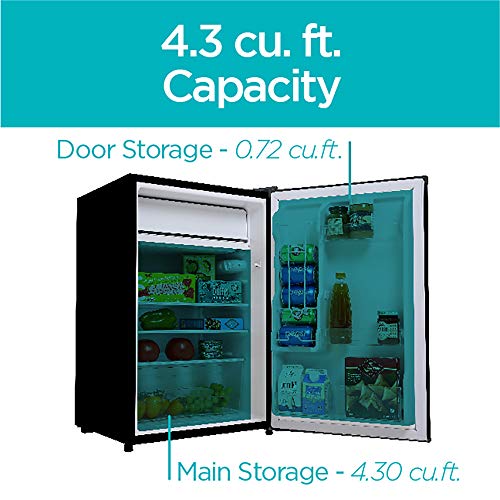 BLACK+DECKER BCRK43B Compact Refrigerator Energy Star Single Door Mini Fridge with Freezer, 4.3 Cubic Ft., Black
