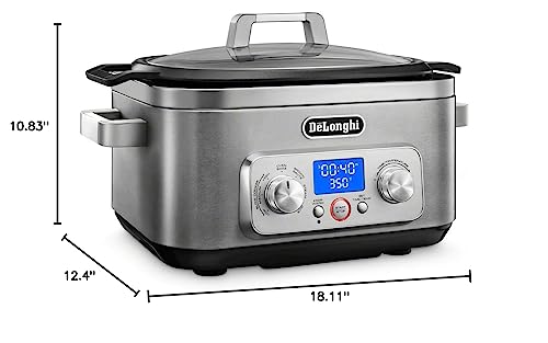 De'Longhi Livenza 7-in-1 Multi-Cooker Programmable SlowCooker, Bake, Brown, Saute, Rice, Steamer & Warmer, Easy to Use and Clean, Nonstick Dishwasher Safe Pot, (6-Quart), Stainless Steel