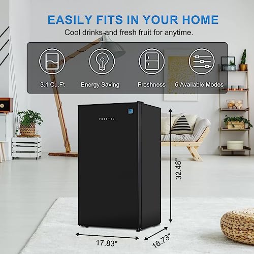 Frestec 3.1 CU' Mini Refrigerator, Compact Refrigerator, Small Refrigerator with Freezer, Black (FR 310 BK)