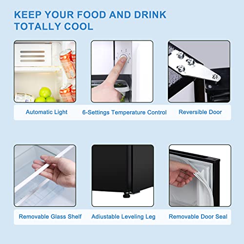 Frestec 3.1 CU' Mini Refrigerator, Compact Refrigerator, Small Refrigerator with Freezer, Black (FR 310 BK)