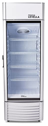 PremiumLevella PRF90DX Single Glass Door Merchandiser Refrigerator -Beverage Display Cooler-9.0 cu ft-Silver