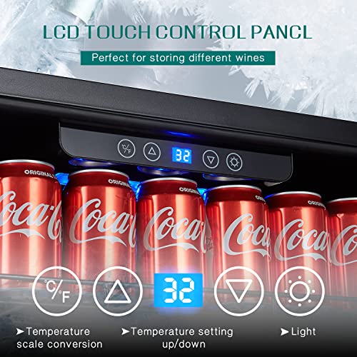 Kalamera Beverage Refrigerator, 24 inch Under Counter Beer Fridge for 154 Cans w/ 32-41℉ Temperature Range, Drink Fridge with Stainless Steel Door