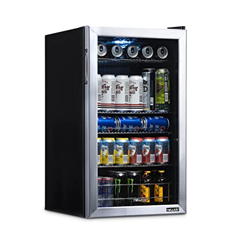 NewAir Beverage Refrigerator Cooler | 126 Cans Free Standing with Right Hinge Glass Door | Mini Fridge Beverage Organizer Perfect For Beer, Wine, Soda, And Cooler Drinks