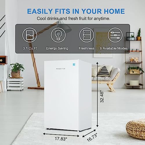Frestec 3.1 CU' Mini Refregiator, Compact Refrigerator, Small Refrigerator with Freezer, White (FR 310 WH)